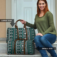 Fiji Masi Tapa Pattern Teal Travel Bag - Polynesian Pride