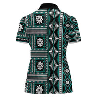Fiji Masi Tapa Pattern Teal Women Polo Shirt - Polynesian Pride