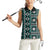 Fiji Masi Tapa Pattern Teal Women Sleeveless Polo Shirt - Polynesian Pride