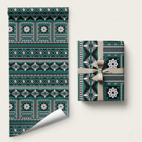 Fiji Masi Tapa Pattern Teal Wrapping Paper - Polynesian Pride