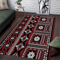 Fiji Masi Tapa Pattern Red Area Rug - Polynesian Pride