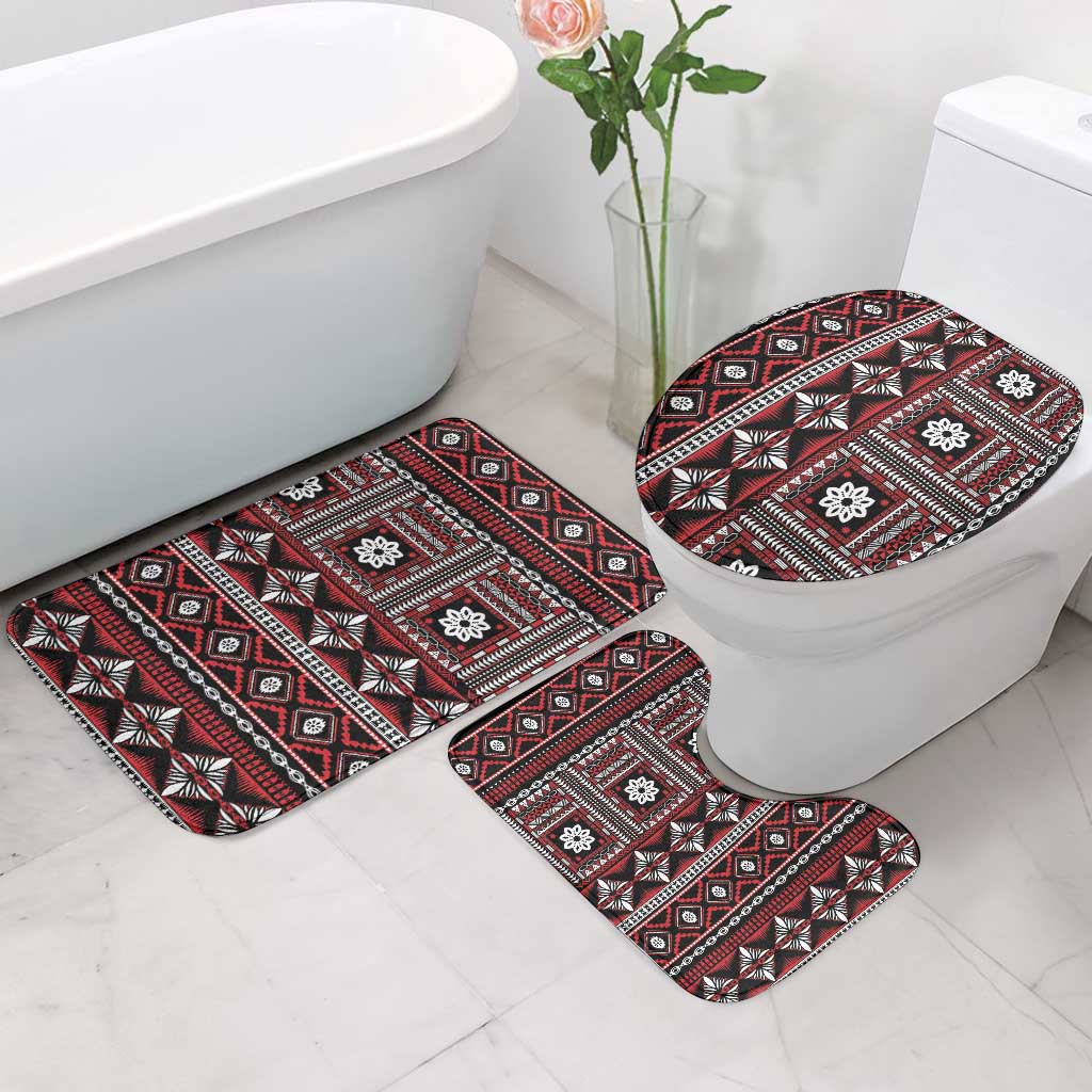 Fiji Masi Tapa Pattern Red Bathroom Set - Polynesian Pride