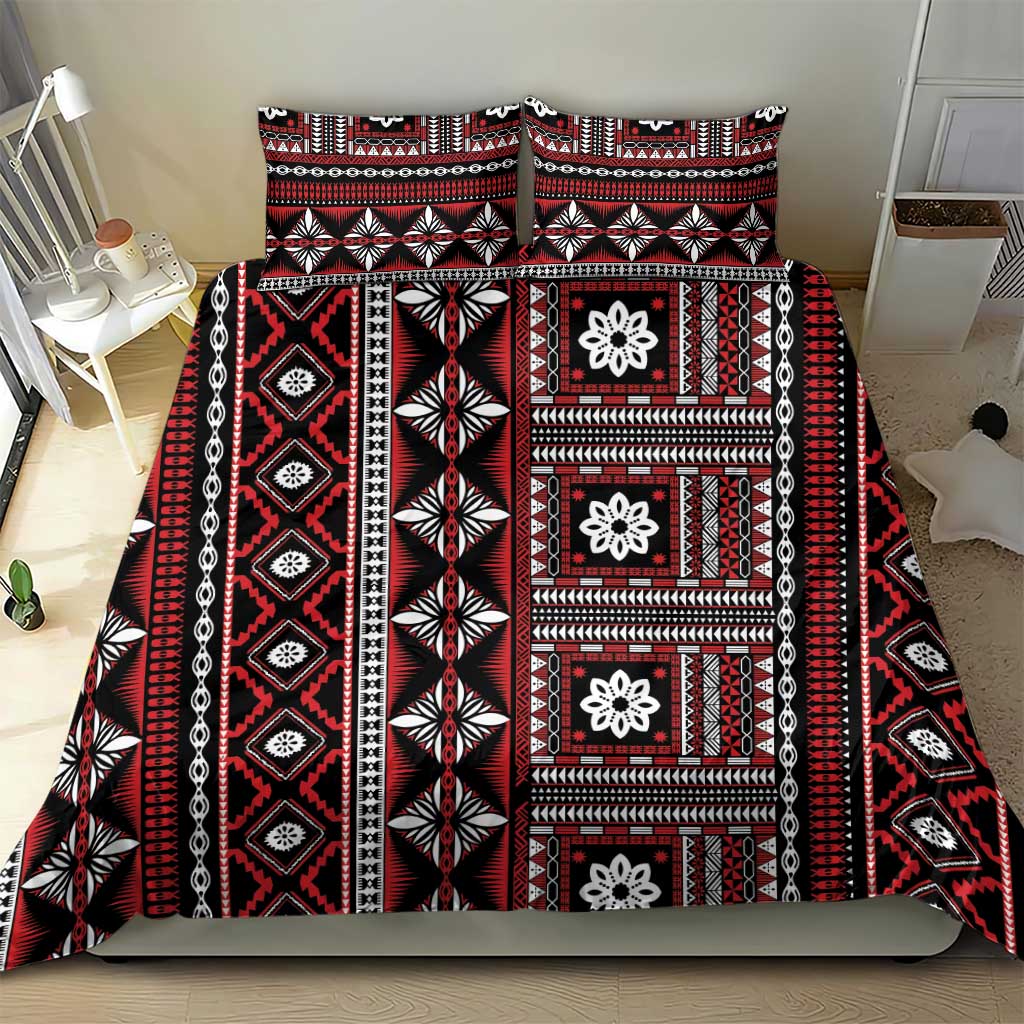 Fiji Masi Tapa Pattern Red Bedding Set - Polynesian Pride