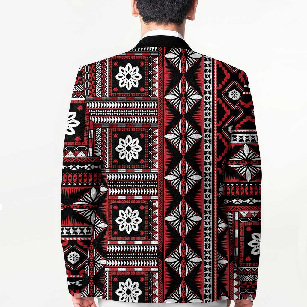 Fiji Masi Tapa Pattern Red Blazer - Polynesian Pride