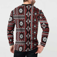 Fiji Masi Tapa Pattern Red Button Sweatshirt - Polynesian Pride