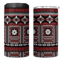 Fiji Masi Tapa Pattern Red 4 in 1 Can Cooler Tumbler - Polynesian Pride