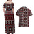 Fiji Masi Tapa Pattern Red Couples Matching Off Shoulder Maxi Dress and Hawaiian Shirt - Polynesian Pride