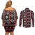 Fiji Masi Tapa Pattern Red Couples Matching Off Shoulder Short Dress and Long Sleeve Button Shirt - Polynesian Pride