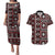 Fiji Masi Tapa Pattern Red Couples Matching Puletasi and Hawaiian Shirt - Polynesian Pride