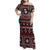 Fiji Masi Tapa Pattern Red Family Matching Off Shoulder Maxi Dress and Hawaiian Shirt - Polynesian Pride