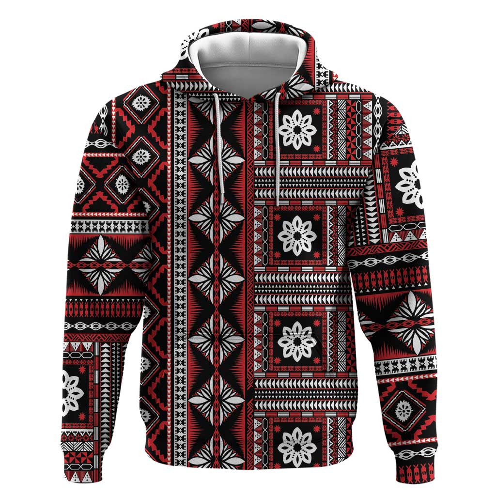 Fiji Masi Tapa Pattern Red Hoodie - Polynesian Pride