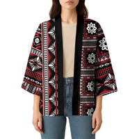 Fiji Masi Tapa Pattern Red Kimono - Polynesian Pride