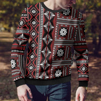 Fiji Masi Tapa Pattern Red Ugly Christmas Sweater - Polynesian Pride