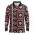 Fiji Masi Tapa Pattern Red Long Sleeve Polo Shirt - Polynesian Pride