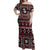 Fiji Masi Tapa Pattern Red Off Shoulder Maxi Dress - Polynesian Pride