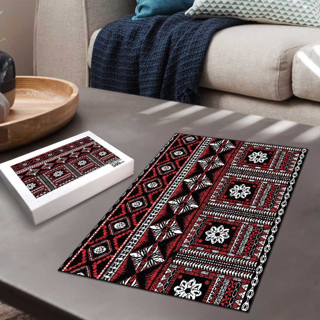 Fiji Masi Tapa Pattern Red Puzzle - Polynesian Pride