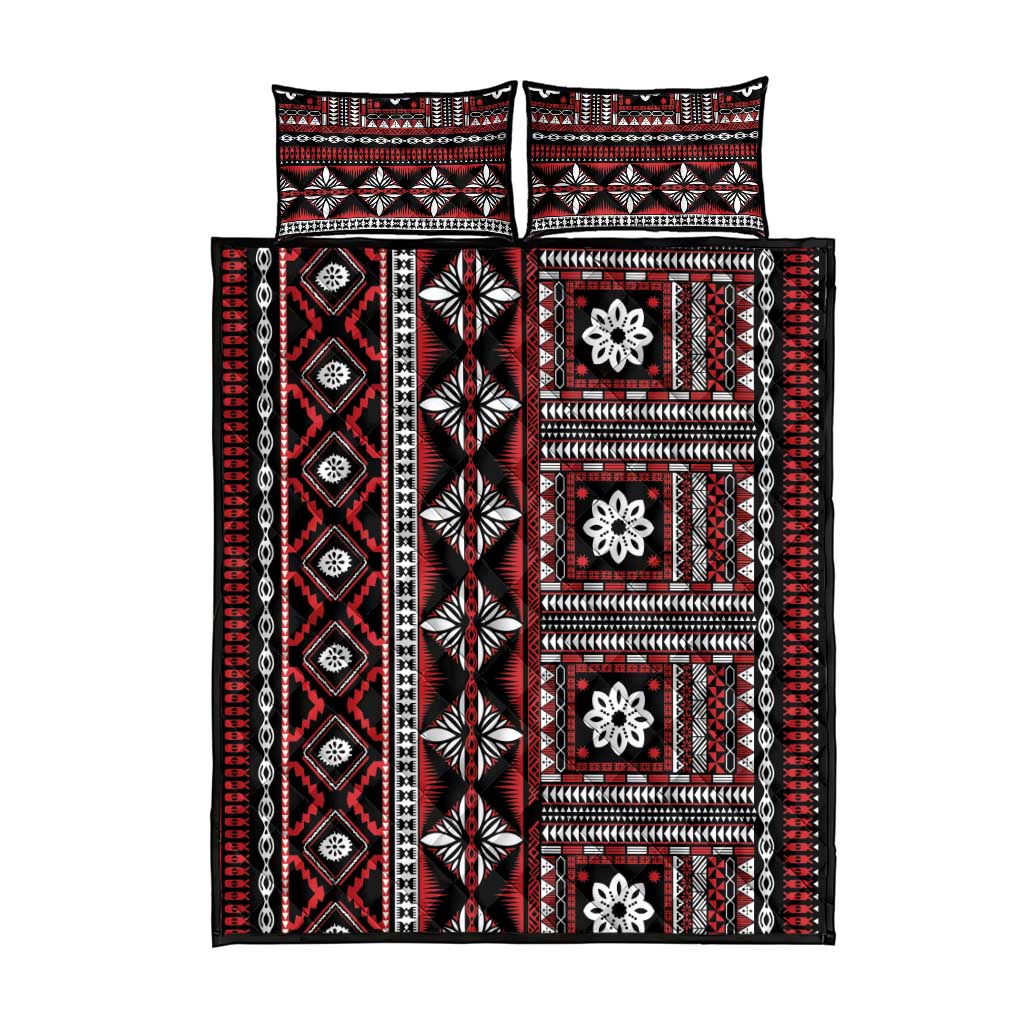 Fiji Masi Tapa Pattern Red Quilt Bed Set - Polynesian Pride