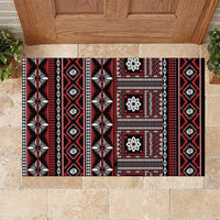 Fiji Masi Tapa Pattern Red Rubber Doormat - Polynesian Pride