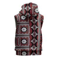 Fiji Masi Tapa Pattern Red Sleeveless Hoodie - Polynesian Pride