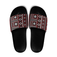 Fiji Masi Tapa Pattern Red Slide Sandals - Polynesian Pride