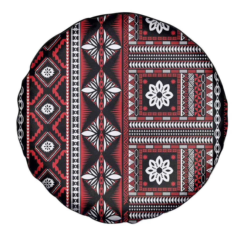 Fiji Masi Tapa Pattern Red Spare Tire Cover - Polynesian Pride