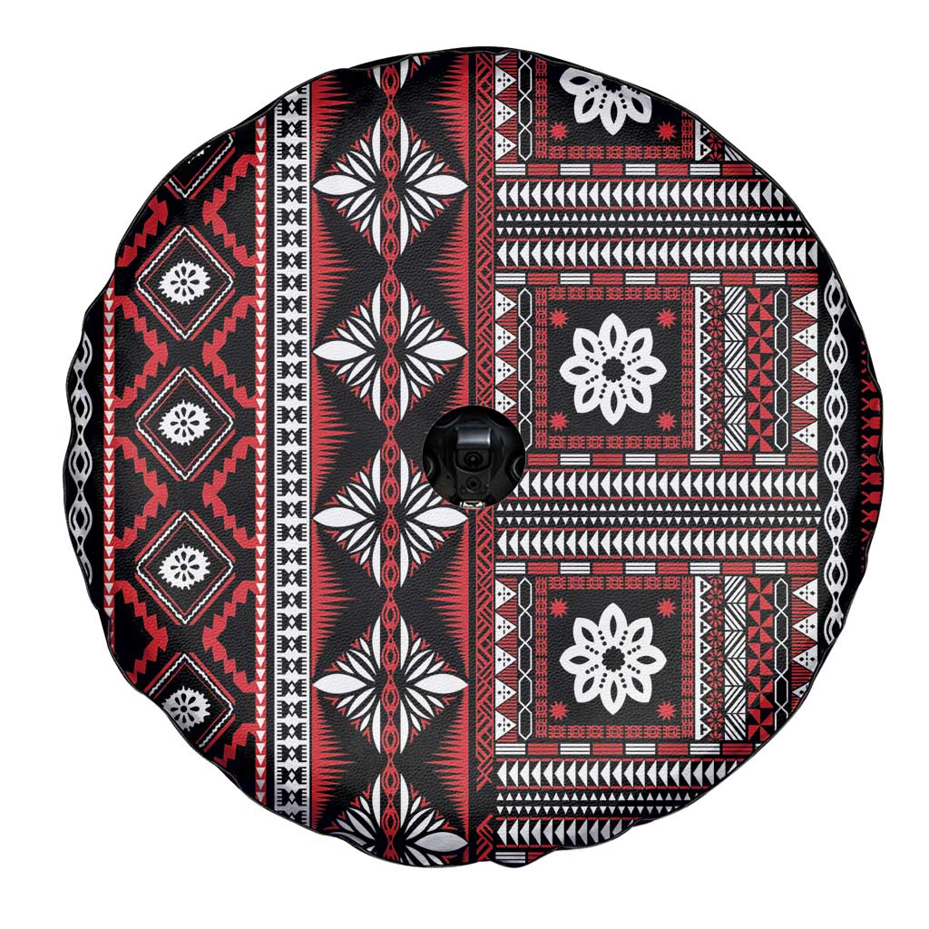 Fiji Masi Tapa Pattern Red Spare Tire Cover - Polynesian Pride