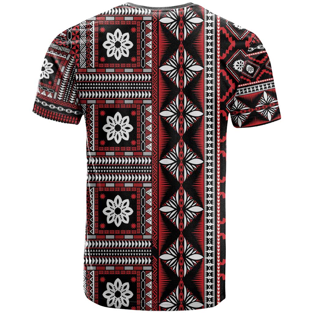 Fiji Masi Tapa Pattern Red T Shirt - Polynesian Pride