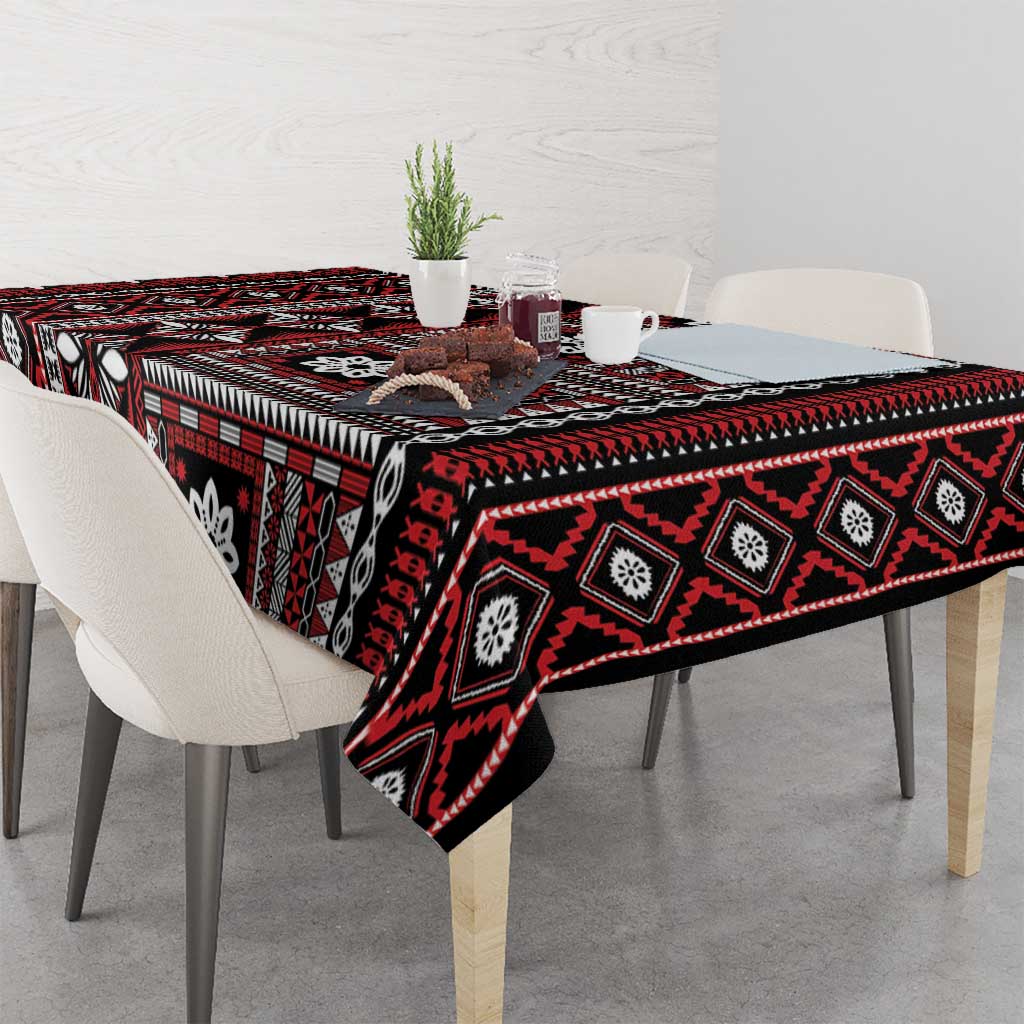 Fiji Masi Tapa Pattern Red Tablecloth - Polynesian Pride