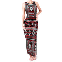 Fiji Masi Tapa Pattern Red Tank Maxi Dress - Polynesian Pride