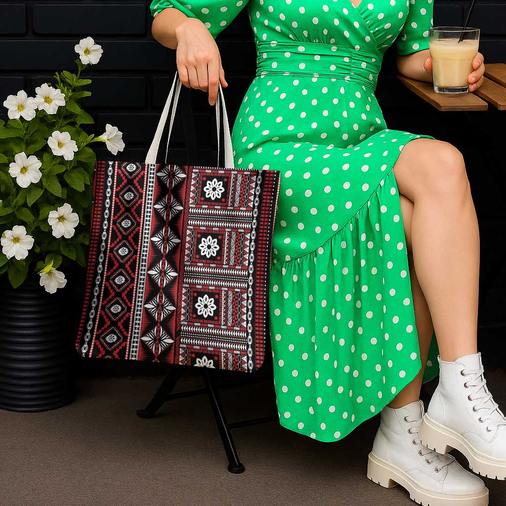 Fiji Masi Tapa Pattern Red Tote Bag - Polynesian Pride