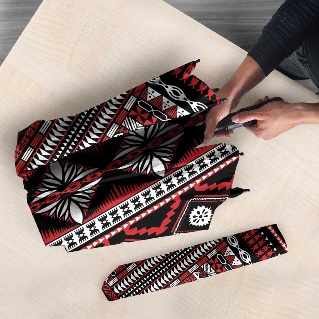 Fiji Masi Tapa Pattern Red Umbrella - Polynesian Pride