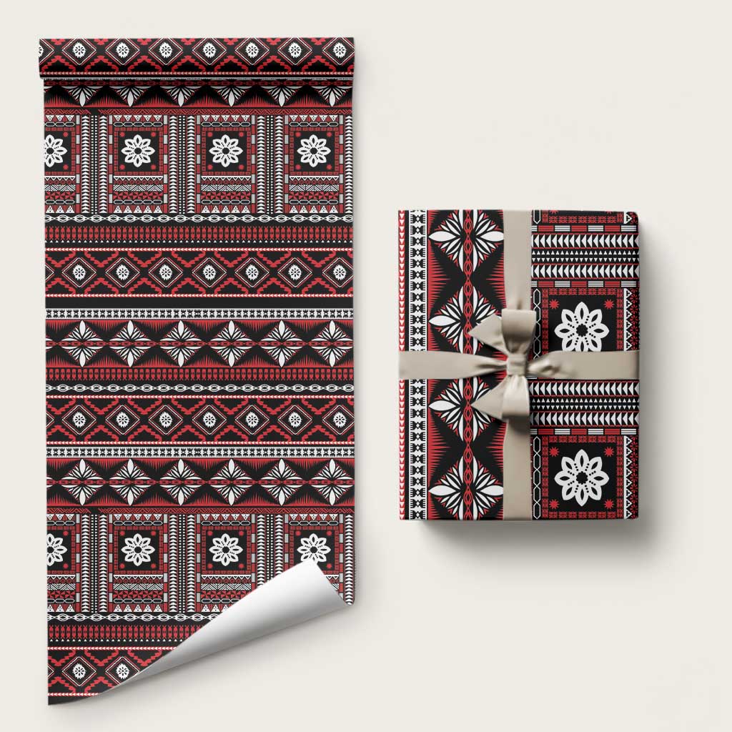 Fiji Masi Tapa Pattern Red Wrapping Paper - Polynesian Pride