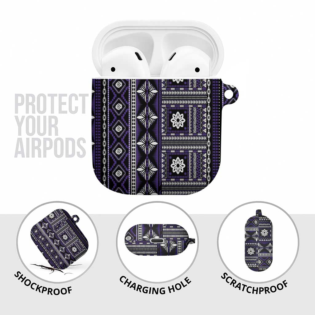 Fiji Masi Tapa Pattern Purple AirPods Case - Polynesian Pride