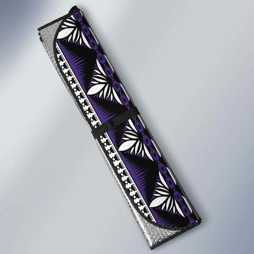 Fiji Masi Tapa Pattern Purple Auto Sun Shade - Polynesian Pride