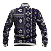 Fiji Masi Tapa Pattern Purple Baseball Jacket - Polynesian Pride