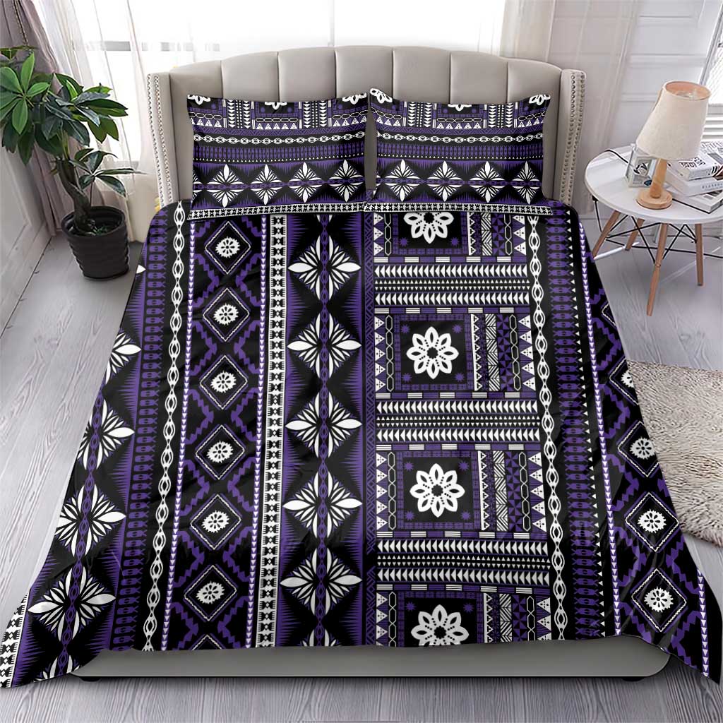 Fiji Masi Tapa Pattern Purple Bedding Set - Polynesian Pride