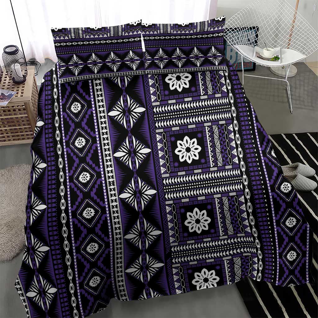 Fiji Masi Tapa Pattern Purple Bedding Set - Polynesian Pride