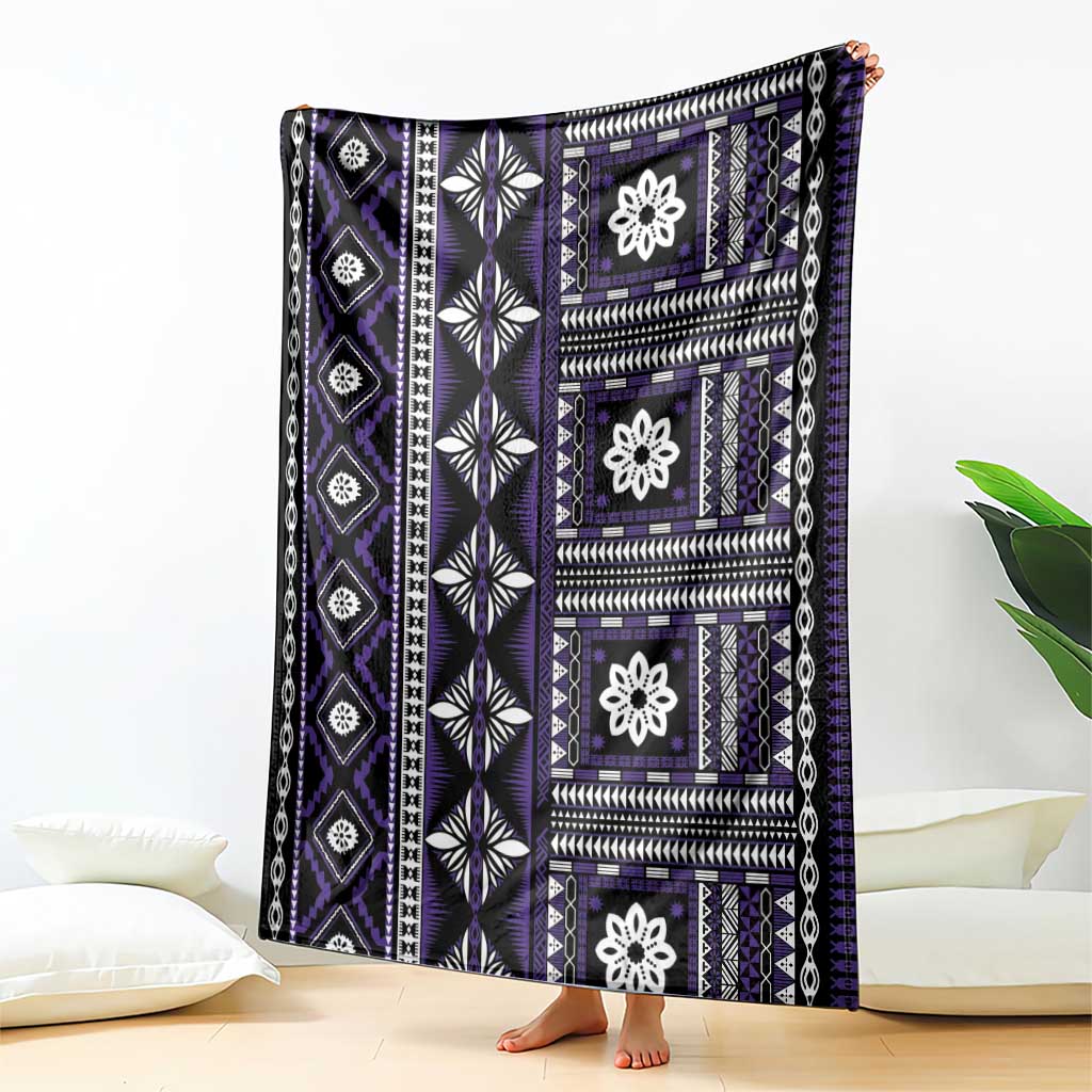 Fiji Masi Tapa Pattern Purple Blanket - Polynesian Pride