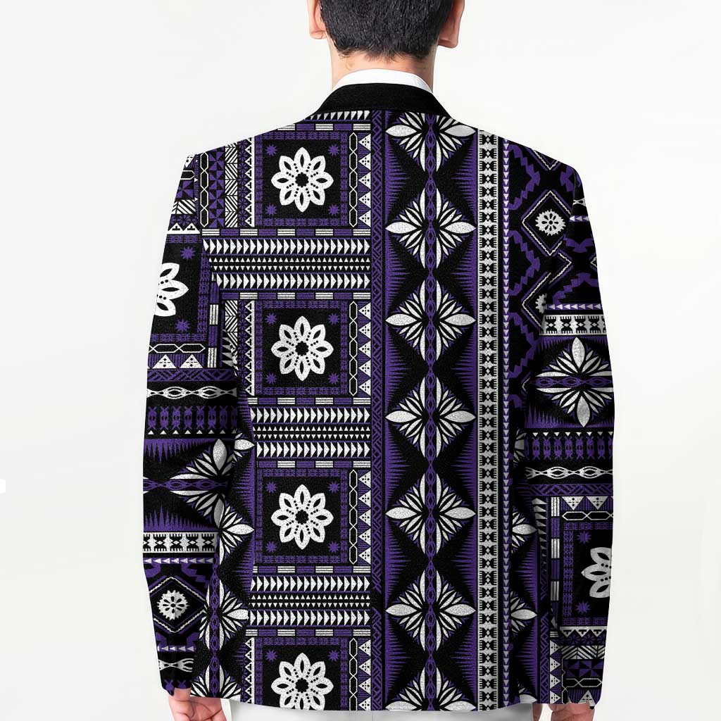 Fiji Masi Tapa Pattern Purple Blazer - Polynesian Pride