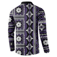 Fiji Masi Tapa Pattern Purple Button Sweatshirt - Polynesian Pride