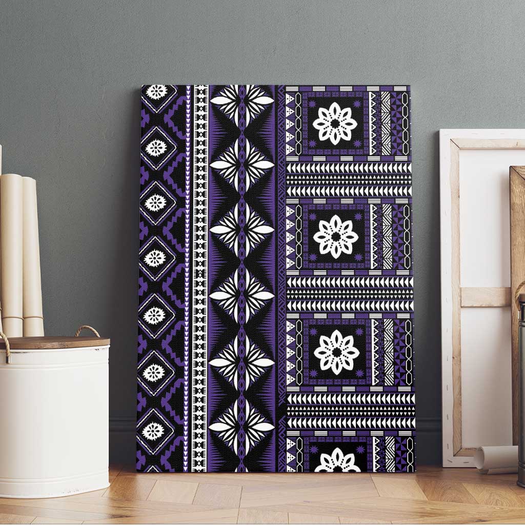 Fiji Masi Tapa Pattern Purple Canvas Wall Art - Polynesian Pride
