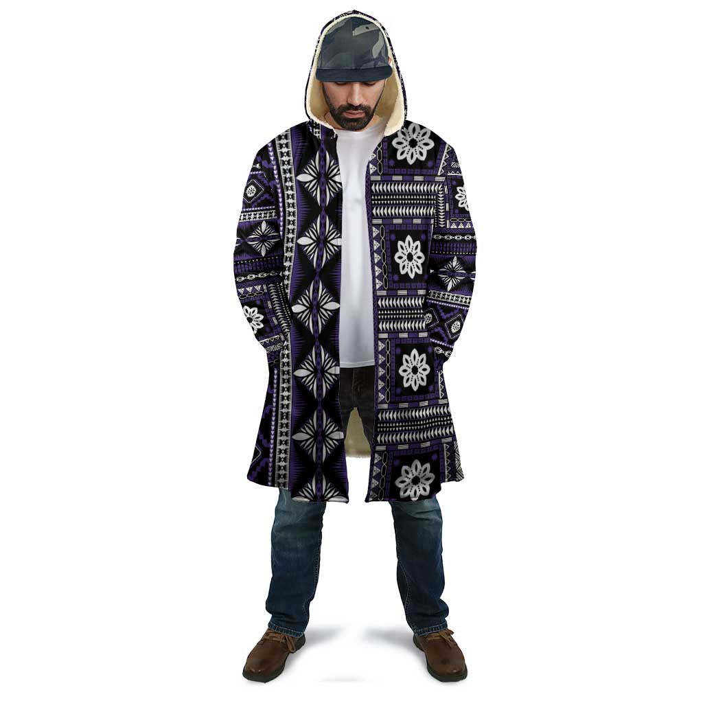 Fiji Masi Tapa Pattern Purple Cloak - Polynesian Pride