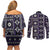 Fiji Masi Tapa Pattern Purple Couples Matching Off Shoulder Short Dress and Long Sleeve Button Shirt - Polynesian Pride