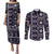 Fiji Masi Tapa Pattern Purple Couples Matching Puletasi and Long Sleeve Button Shirt - Polynesian Pride