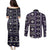 Fiji Masi Tapa Pattern Purple Couples Matching Puletasi and Long Sleeve Button Shirt - Polynesian Pride