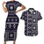 Fiji Masi Tapa Pattern Purple Couples Matching Short Sleeve Bodycon Dress and Hawaiian Shirt - Polynesian Pride