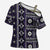 Fiji Masi Tapa Pattern Purple Cross Shoulder Shirt - Polynesian Pride