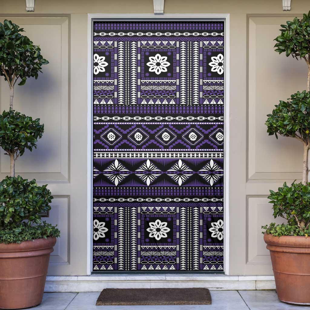 Fiji Masi Tapa Pattern Purple Door Cover - Polynesian Pride