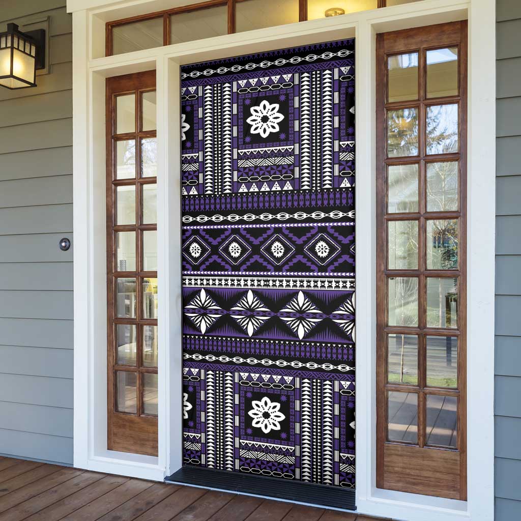 Fiji Masi Tapa Pattern Purple Door Cover - Polynesian Pride