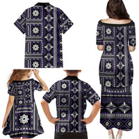 Fiji Masi Tapa Pattern Purple Family Matching Puletasi and Hawaiian Shirt - Polynesian Pride